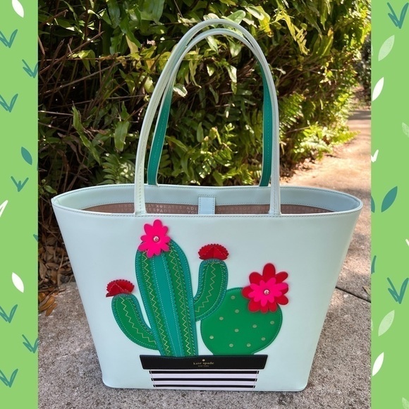 Kate Spade New Horizons Little Len Tote Bag Cactus Flower Design - Picture 5 of 15